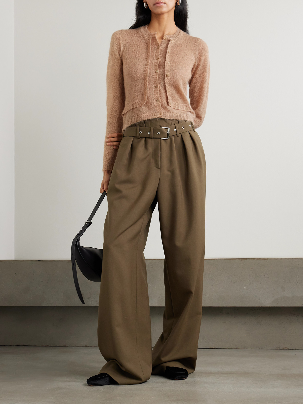 Acne Studios Kahoo Overwashed Mohair Blend Cardigan In Neutrals