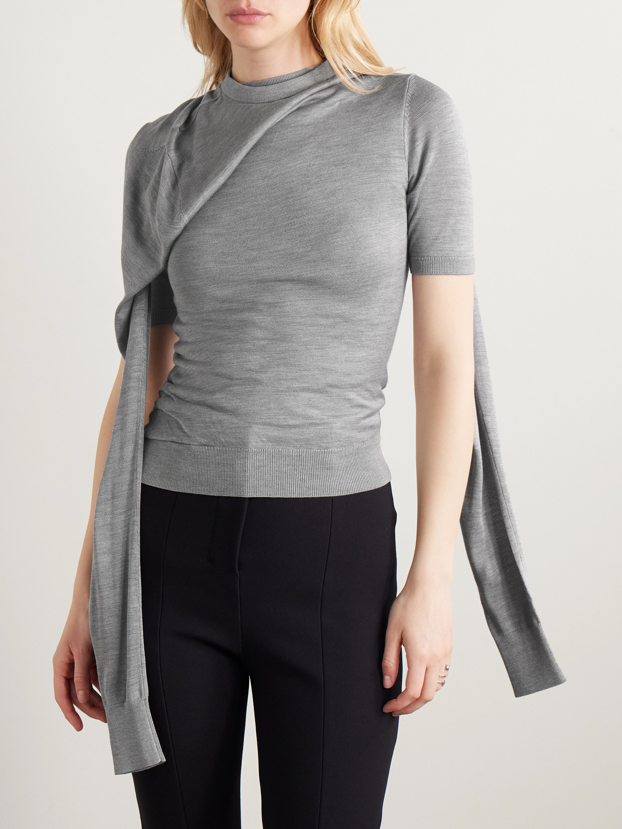 Acne Studios Deconstructed Silk Skirt In Gray