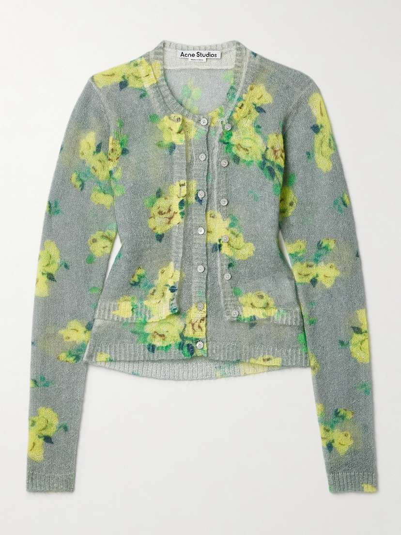 Acne Studios Layered Floral-print Mohair-blend Sweater