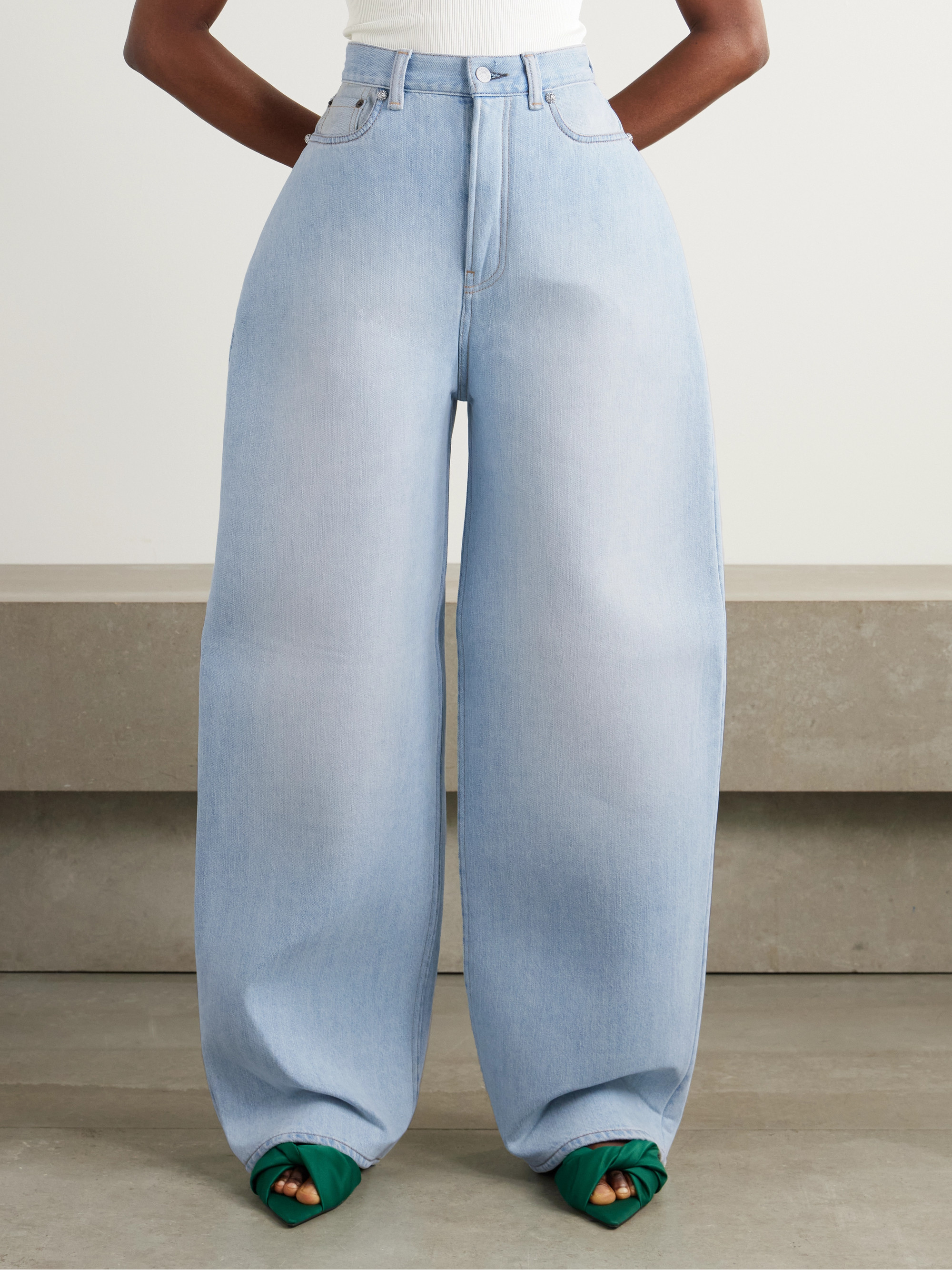 Acne Studios Padded high-rise wide-leg jeans