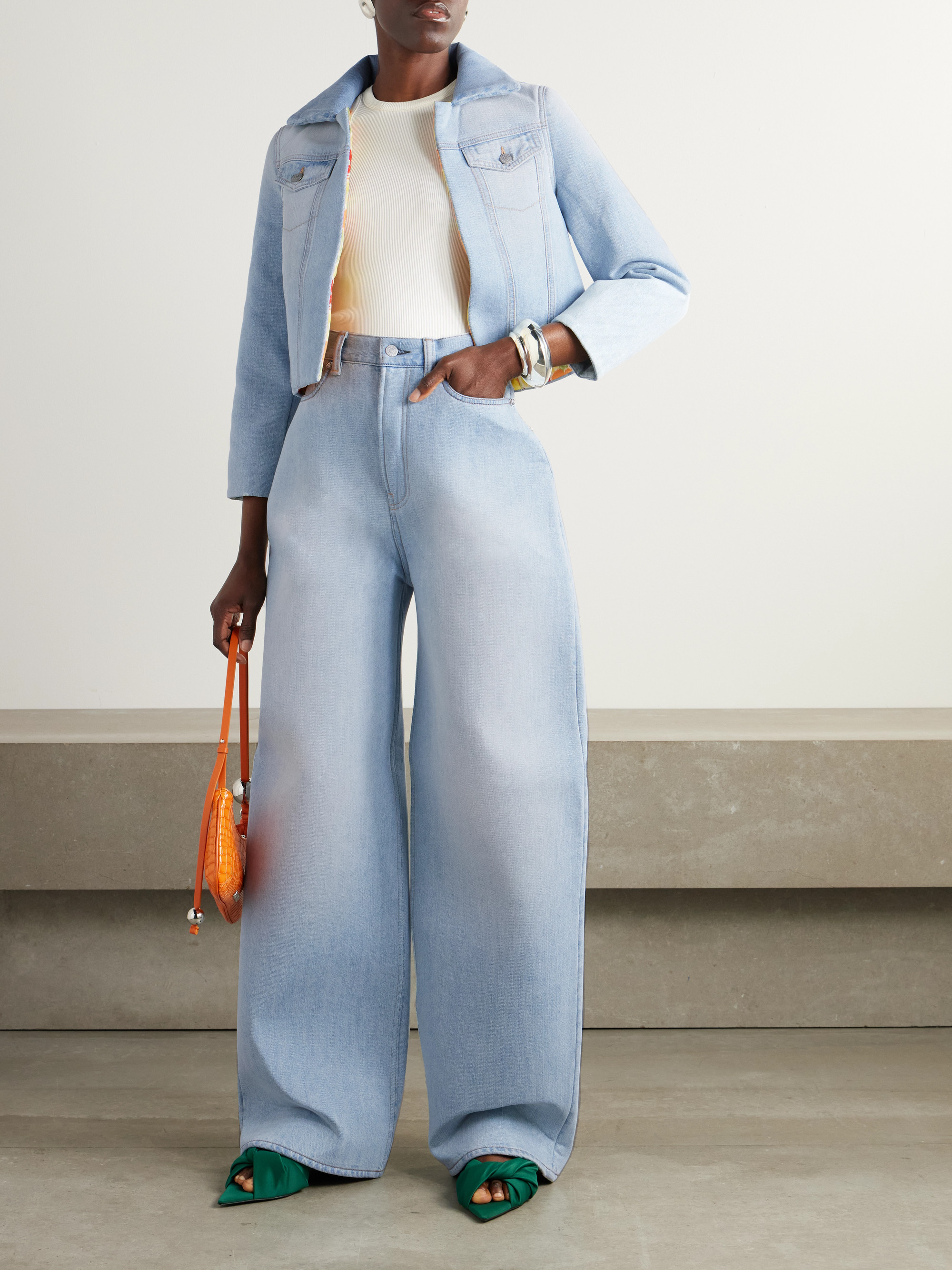 Acne Studios Padded high-rise wide-leg jeans thumbnail
