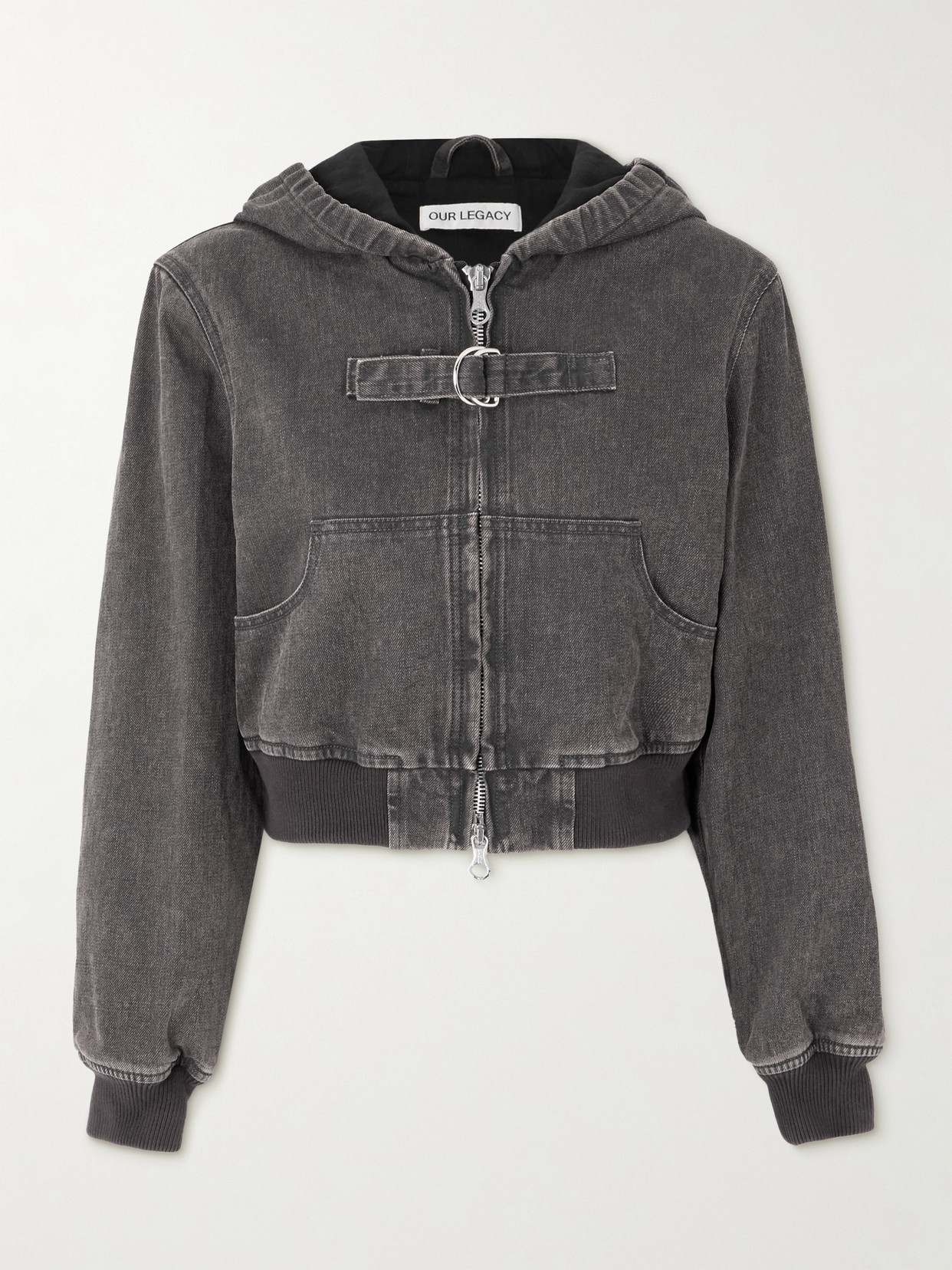 Our Legacy Cropped Hooded Denim Jacket In Gray