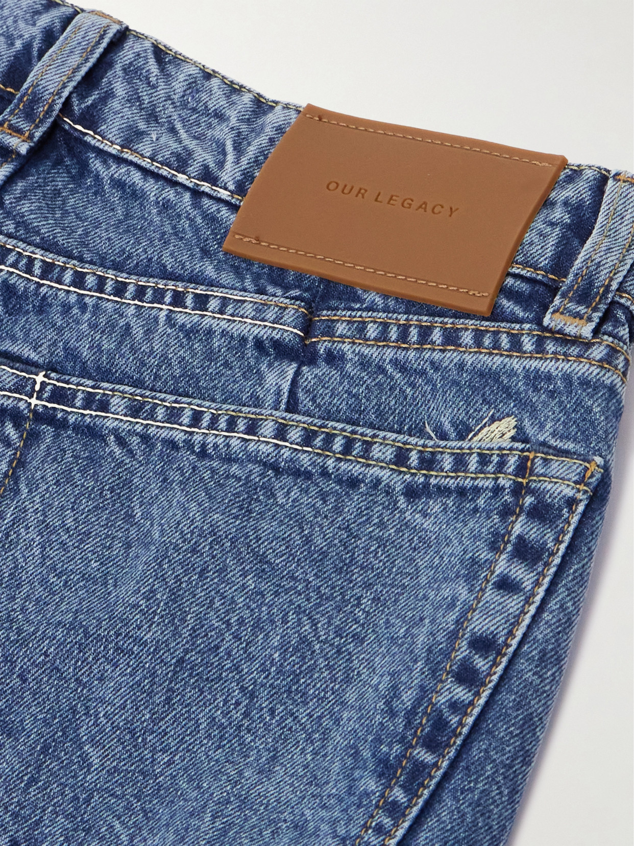Our Legacy Treble Cut Embroidered Low-rise Boyfriend Jeans In Blue