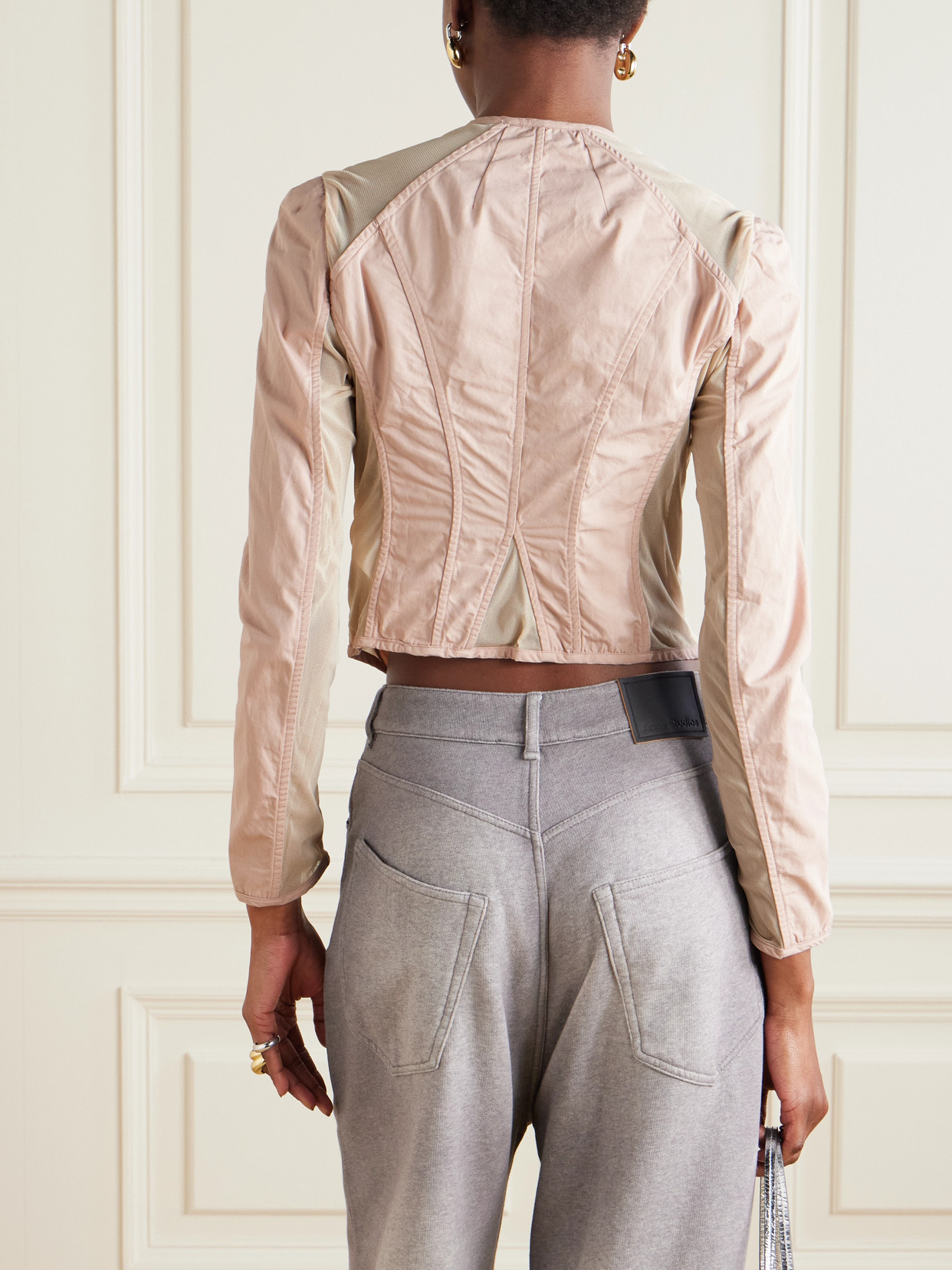 OUR LEGACY CROPPED MESH-TRIMMED COTTON-CANVAS JACKET