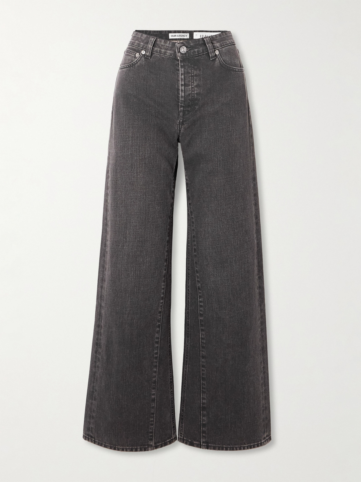Our Legacy Treble Cut Paneled High-rise Wide-leg Jeans In Grey