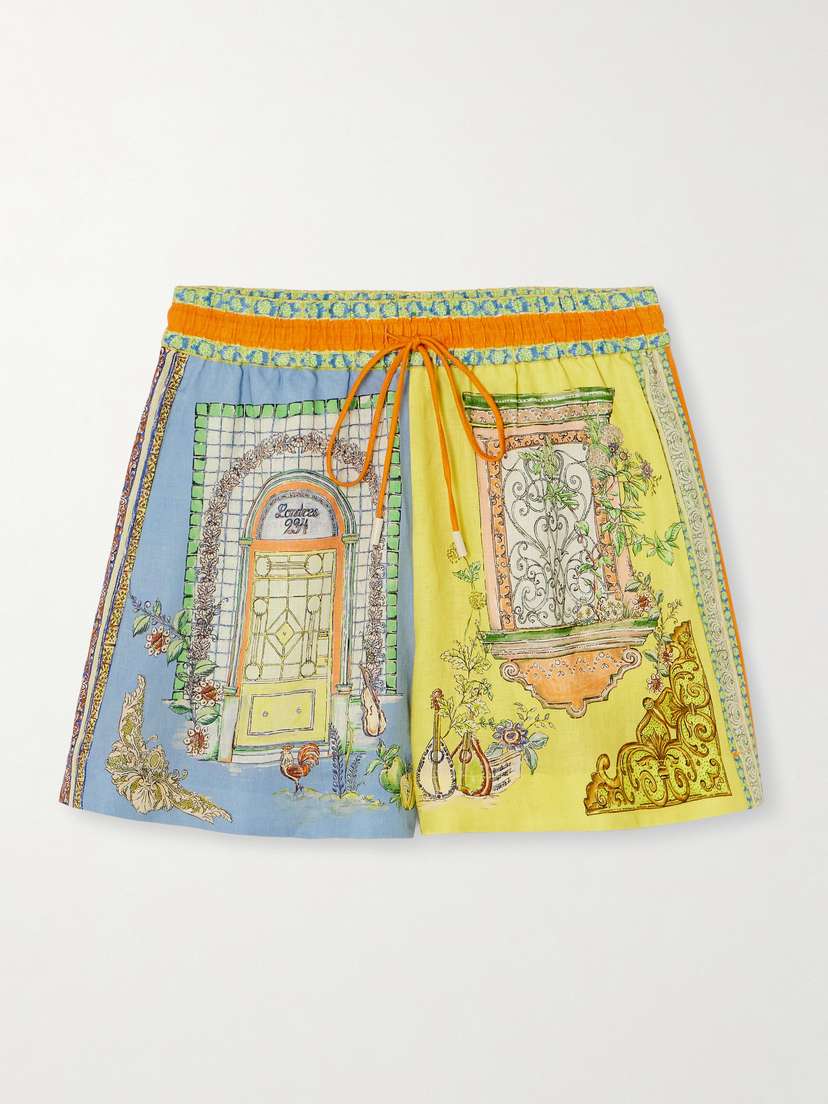 ALEMAIS + Nadia Hernández Monte Printed Linen Shorts