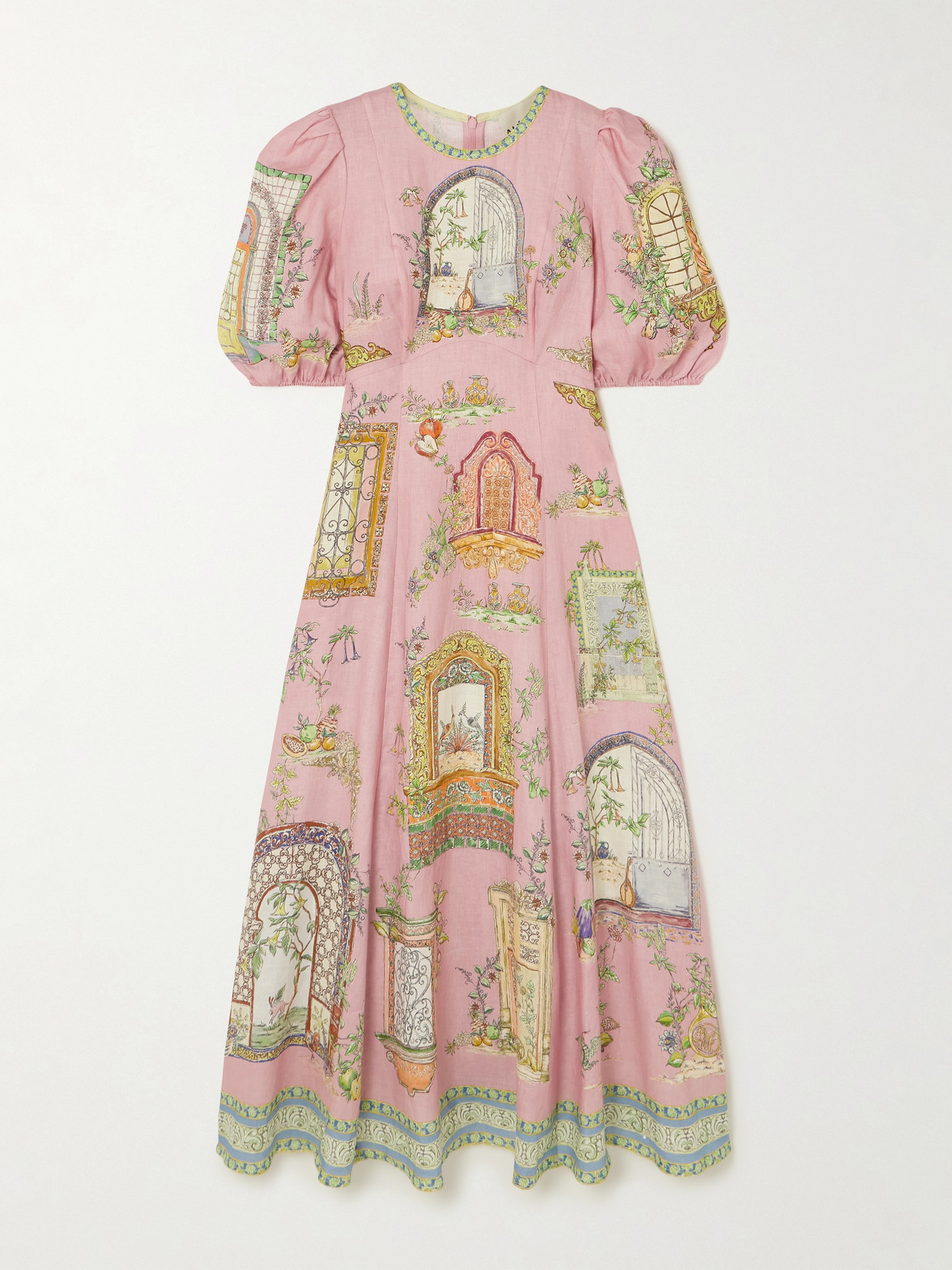 Alemais Monte Linen Midi Dress In Multi