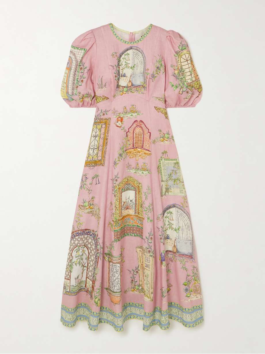 + nadia hernández monte printed linen midi dress