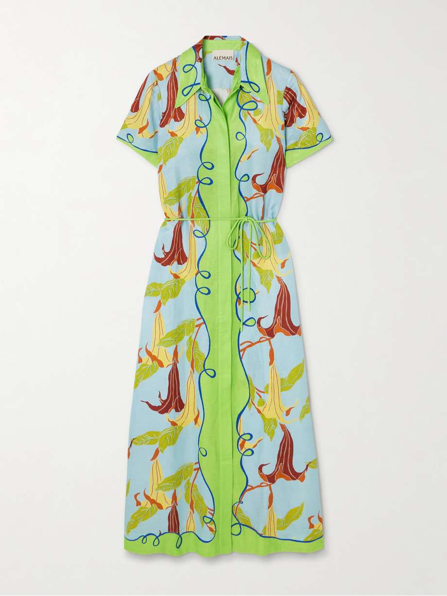 + nadia hernández rafaela belted printed voile shirt dress