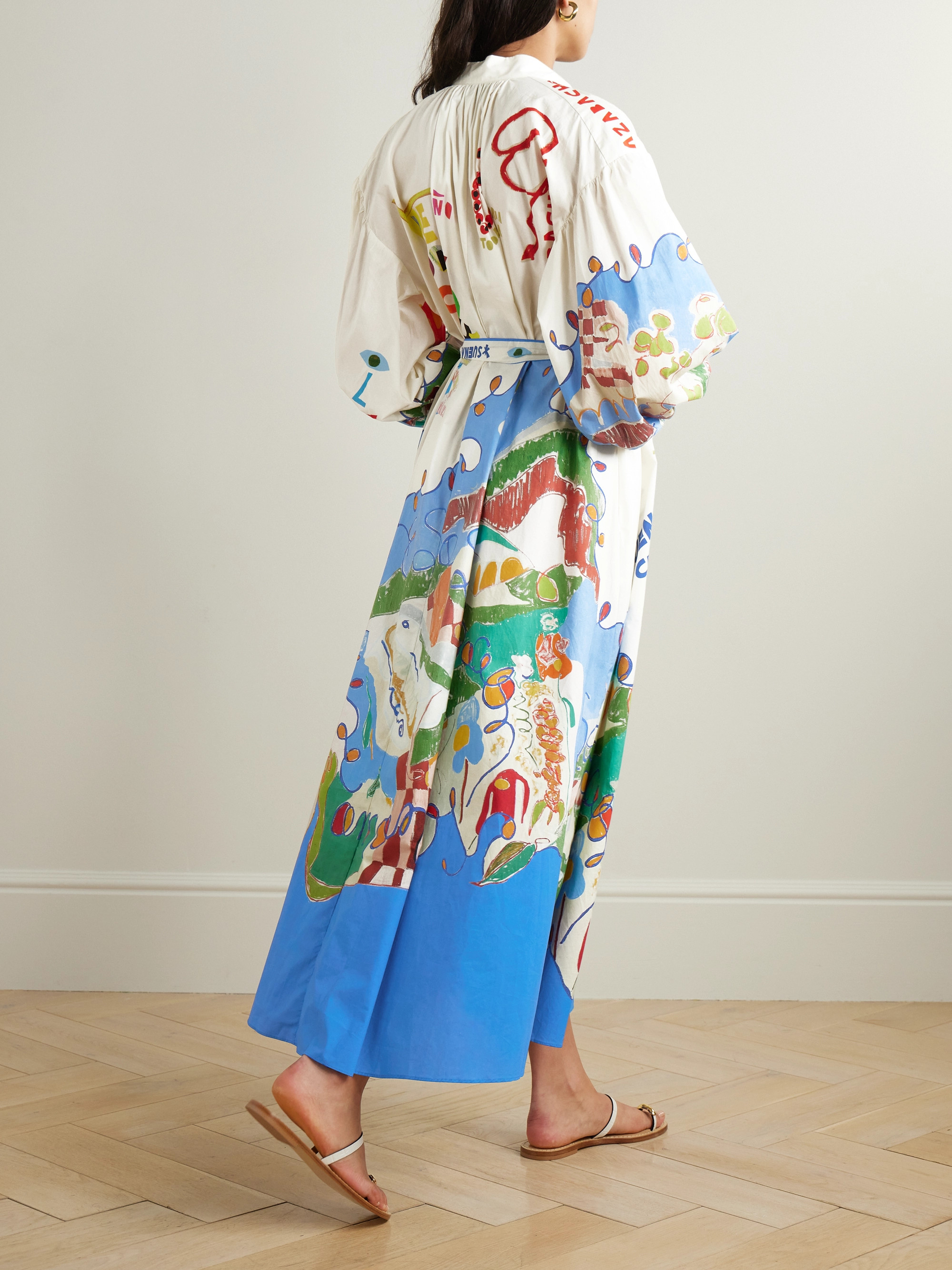 Alémais + Nadia Hernández belted printed organic cotton shirt dress thumbnail