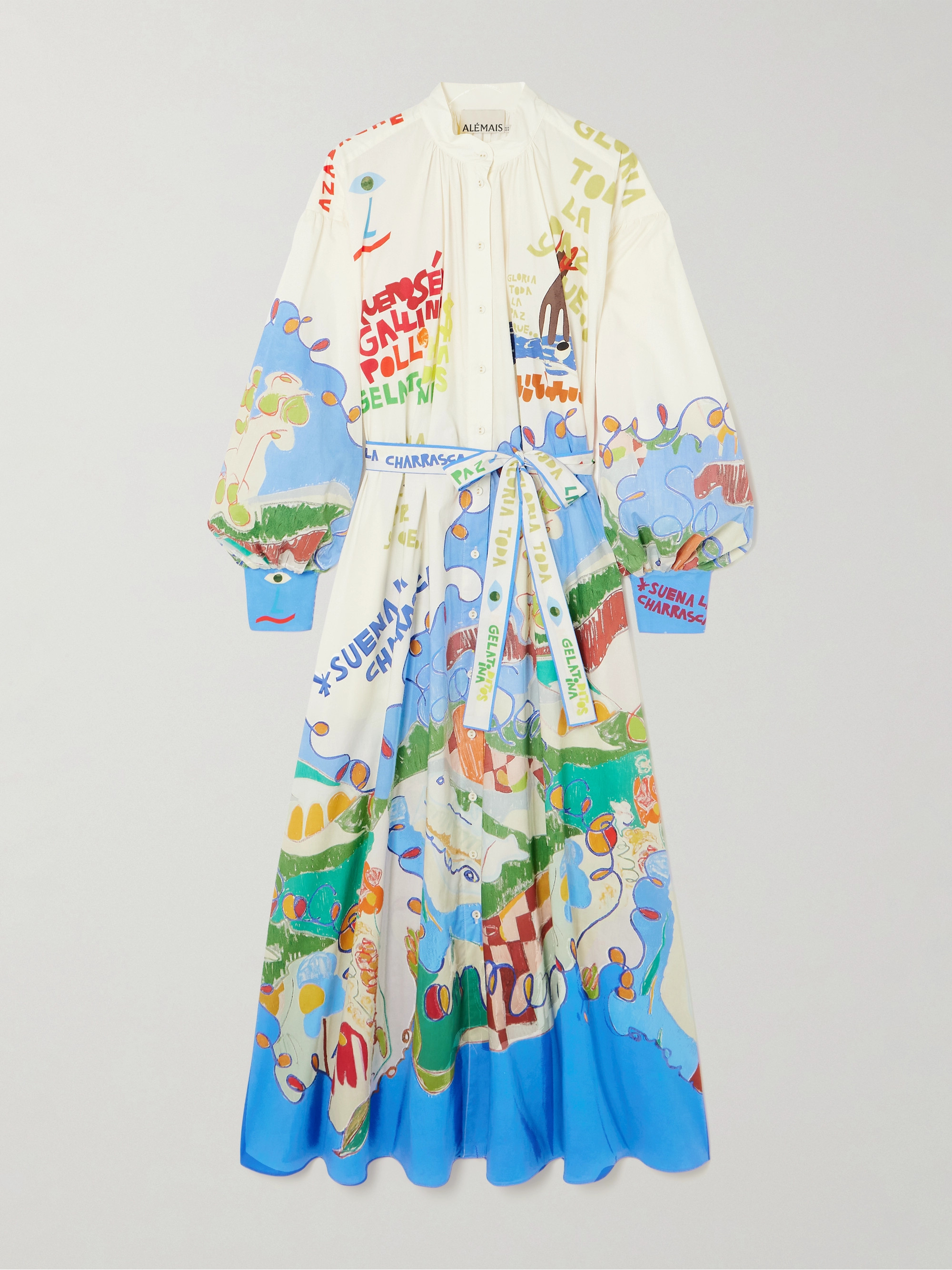 Alémais + Nadia Hernández belted printed organic cotton shirt dress thumbnail