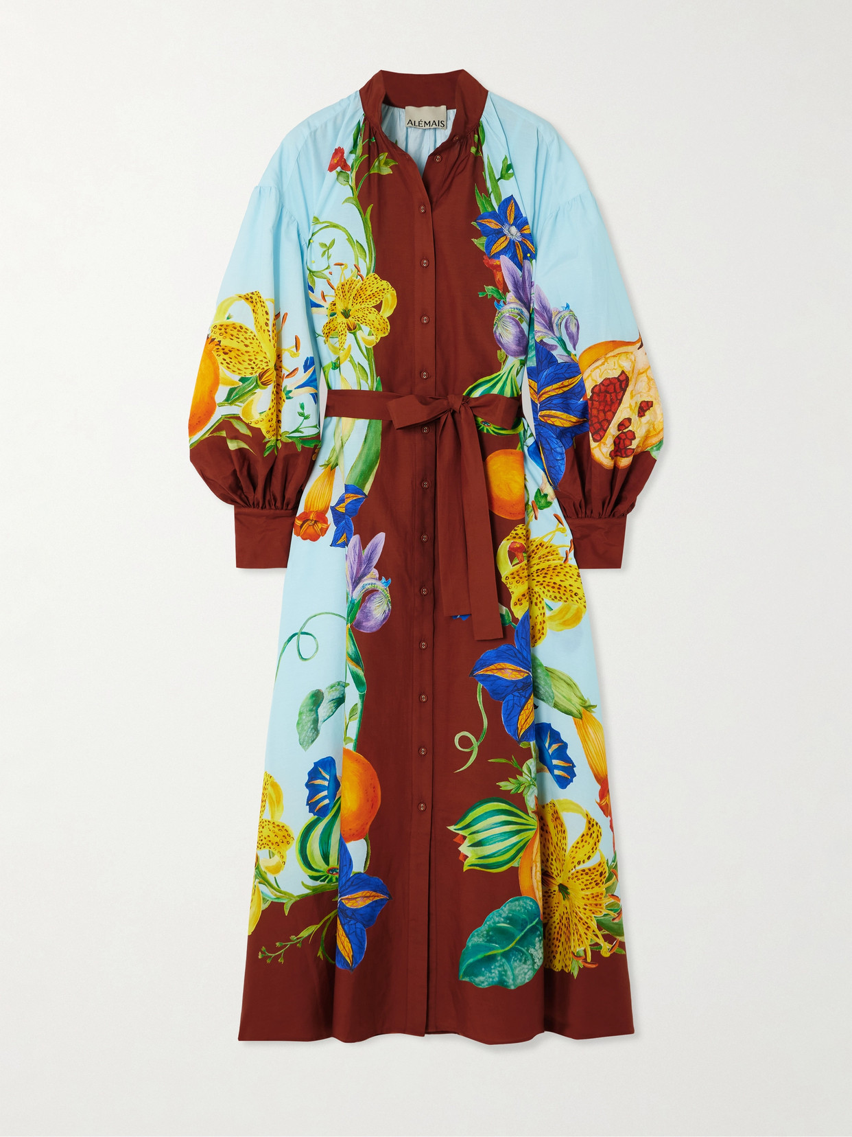 Alemais Dahlia Printed Cotton-blend Midi Shirt Dress In Multi