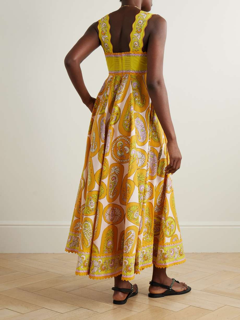 diana pleated printed organic cotton midi dress