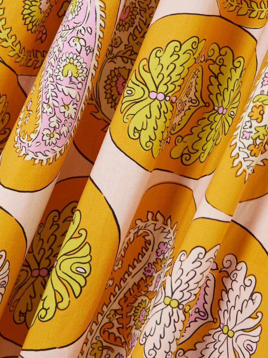 diana pleated printed organic cotton midi dress