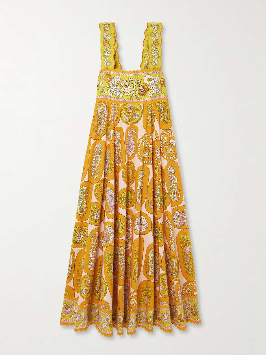 diana pleated printed organic cotton midi dress
