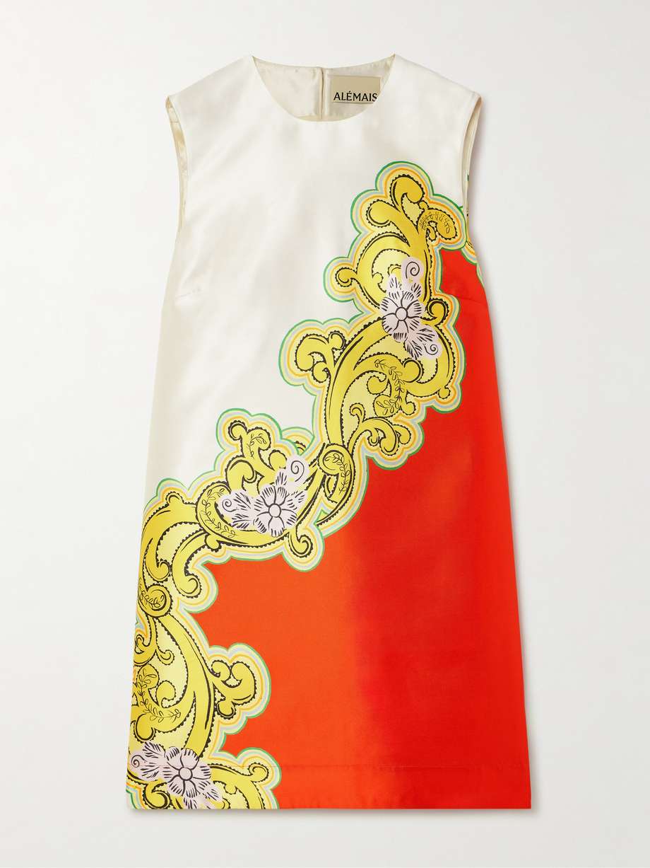 sierra printed satin-twill mini dress