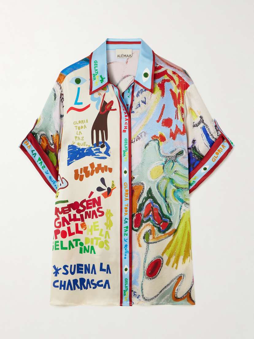 ALEMAIS + Nadia Hernandez La Charrasca Printed Silk Crepe De Chine Shirt