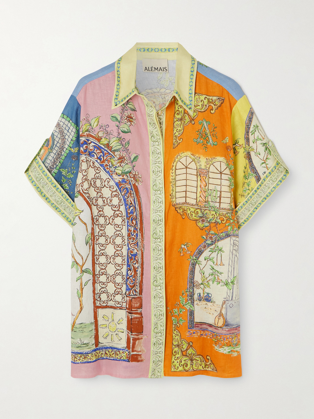 Alemais Multicoloured Colour-block Linen Shirt In Multi