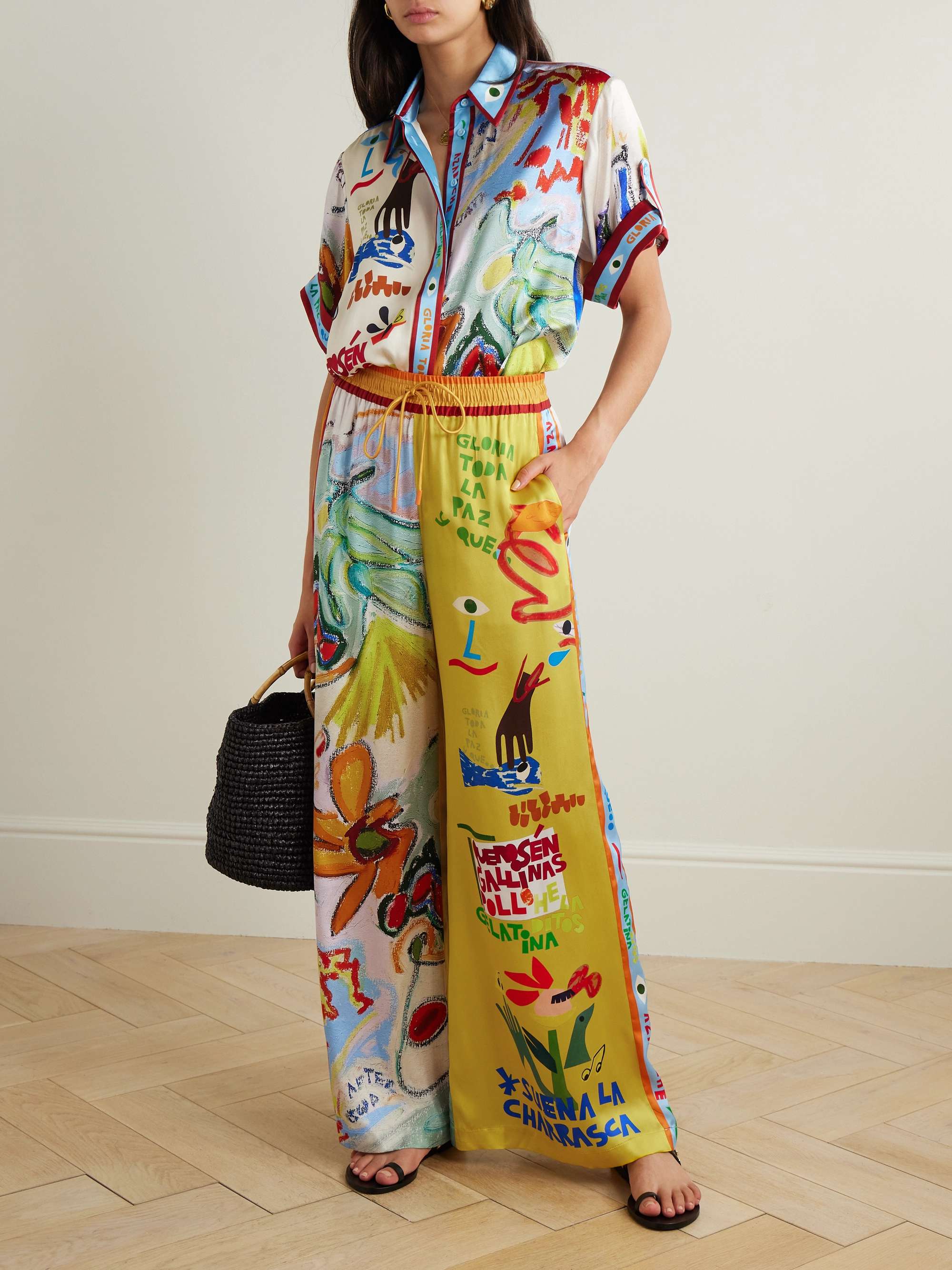 ALÉMAIS + Nadia Hernández printed silk crepe de chine wide