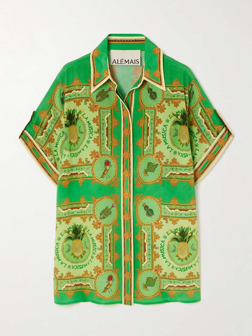 ALEMAIS La Musica Printed Silk Crepe De Chine Shirt