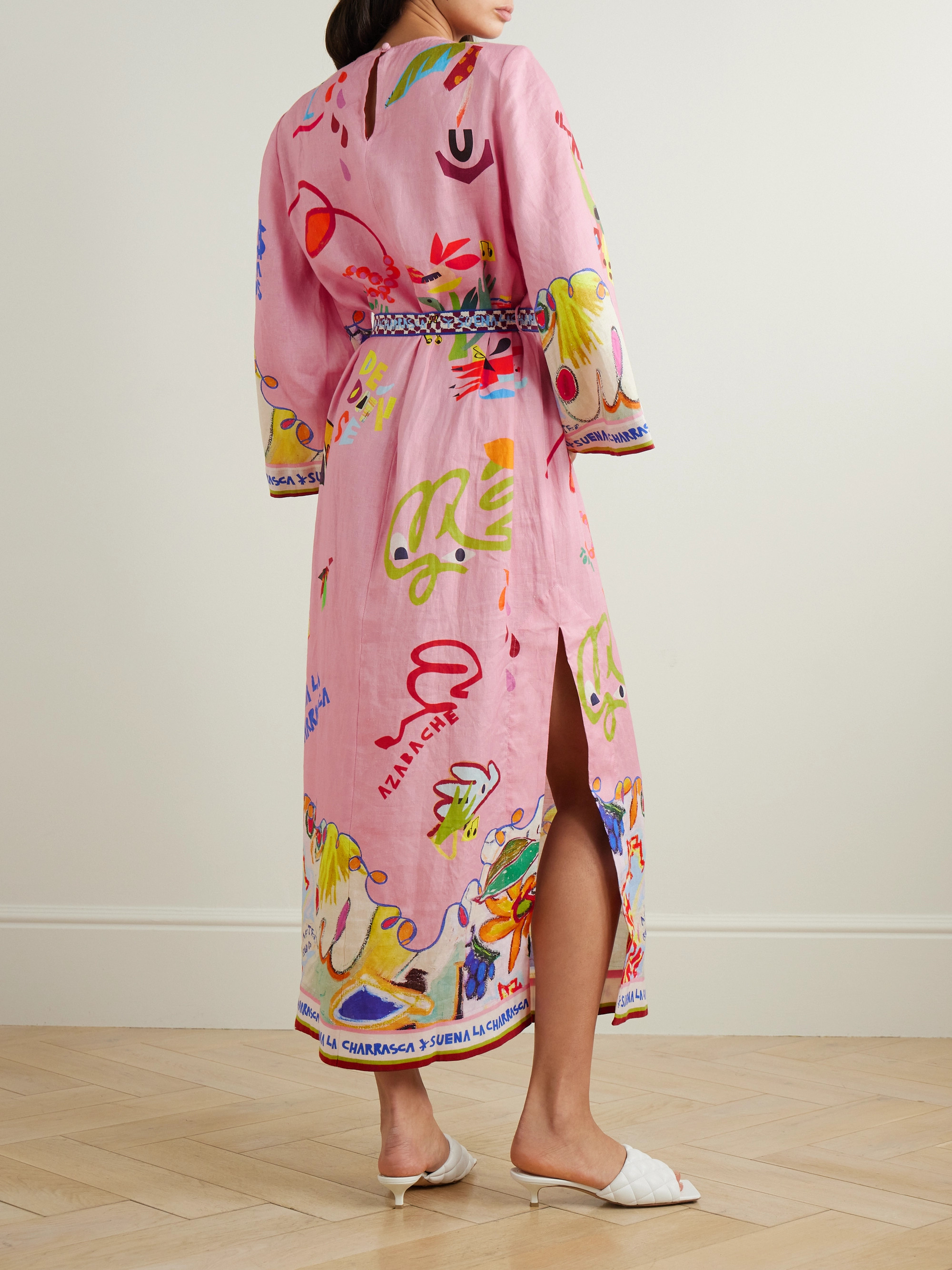 Alémais + Nadia Hernández La Charrasca belted printed linen midi dress