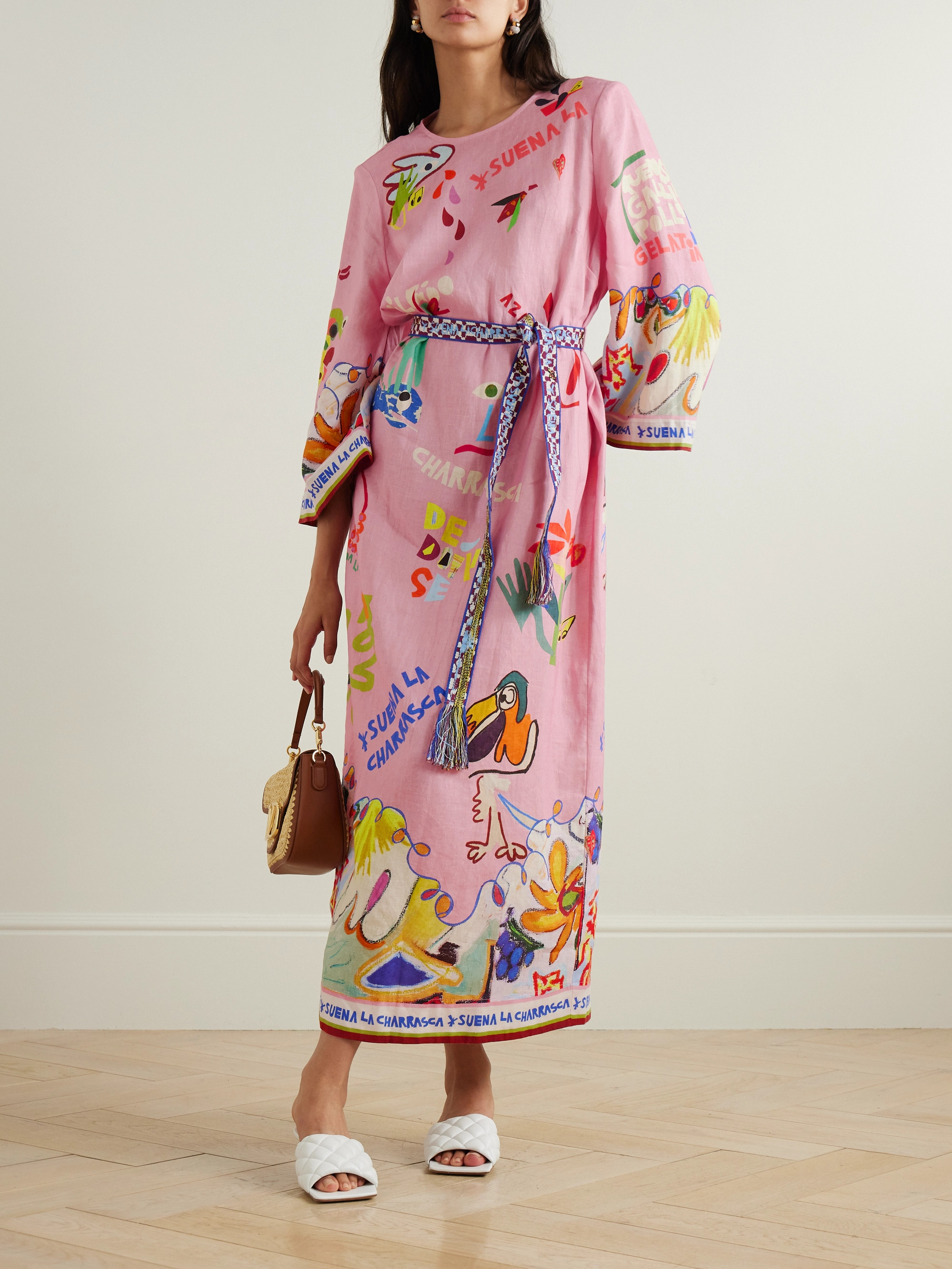 Alémais + Nadia Hernández La Charrasca belted printed linen midi dress