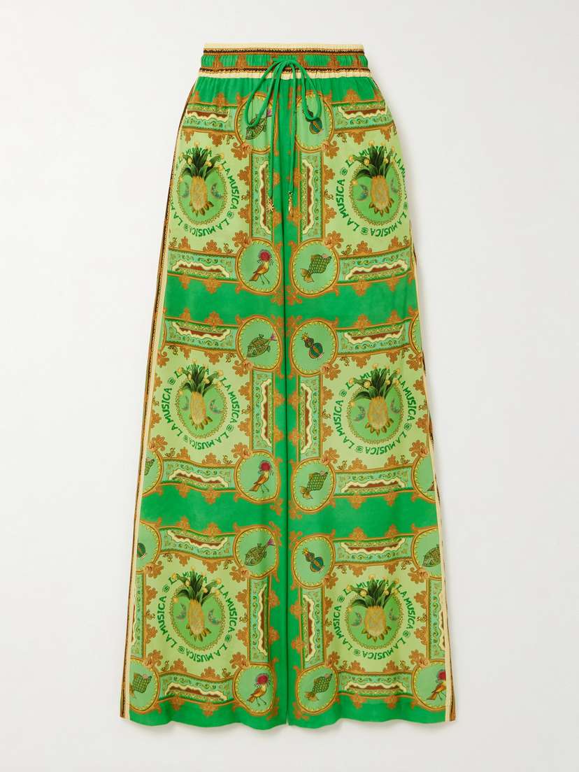 ALEMAIS La Musica Printed Silk Crepe De Chine Wide-leg Pants