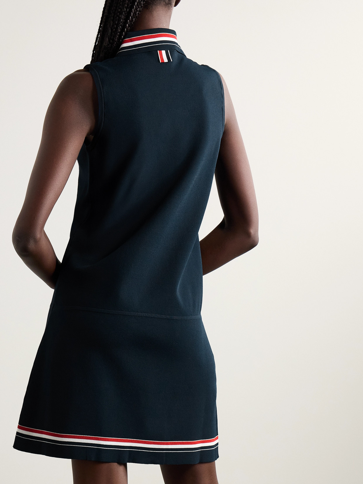 Thom Browne Viscose Blend Knit Mini Dress In Blue