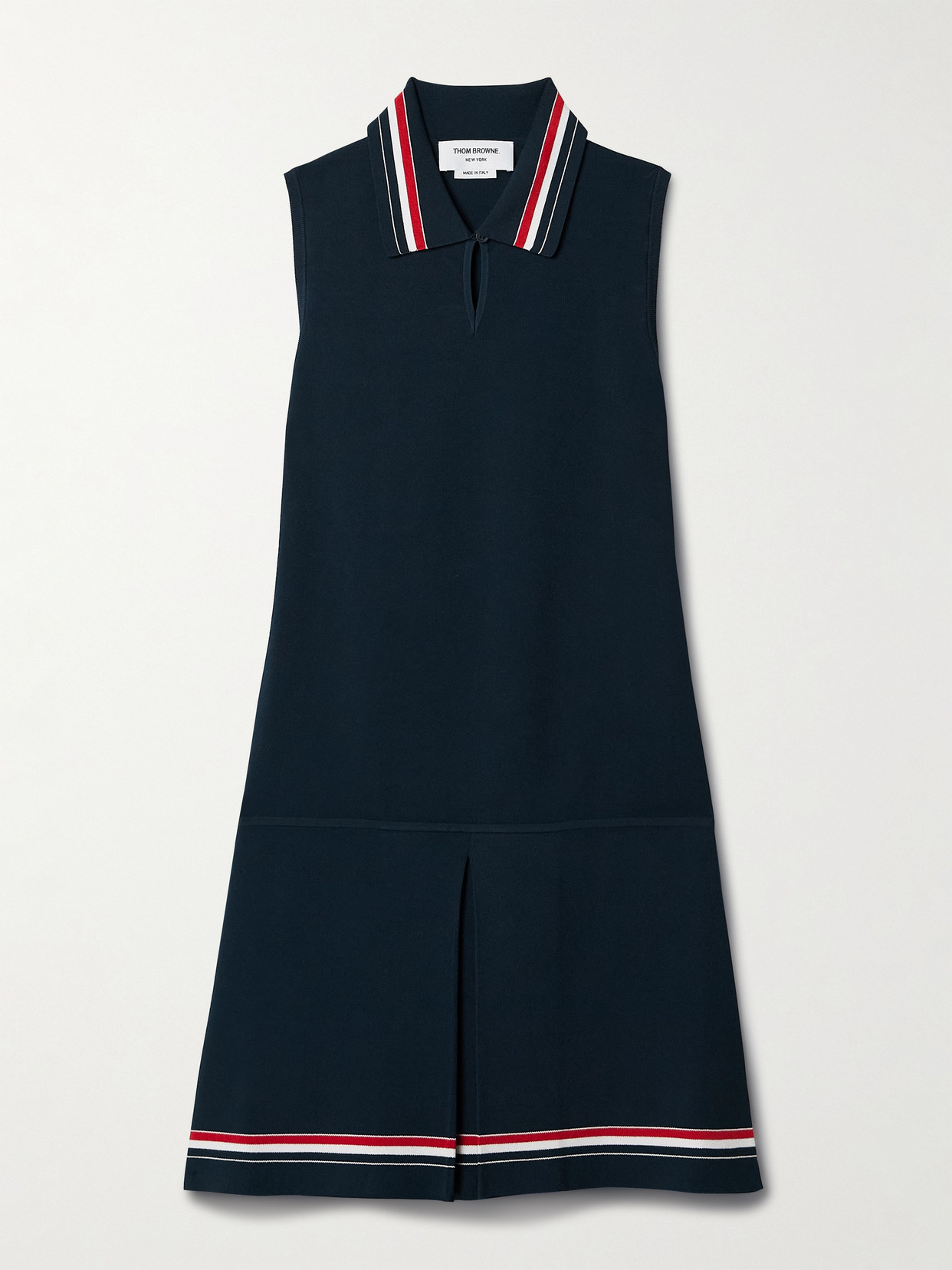 Thom Browne - Pleated Striped Stretch-knit Mini Dress - Navy