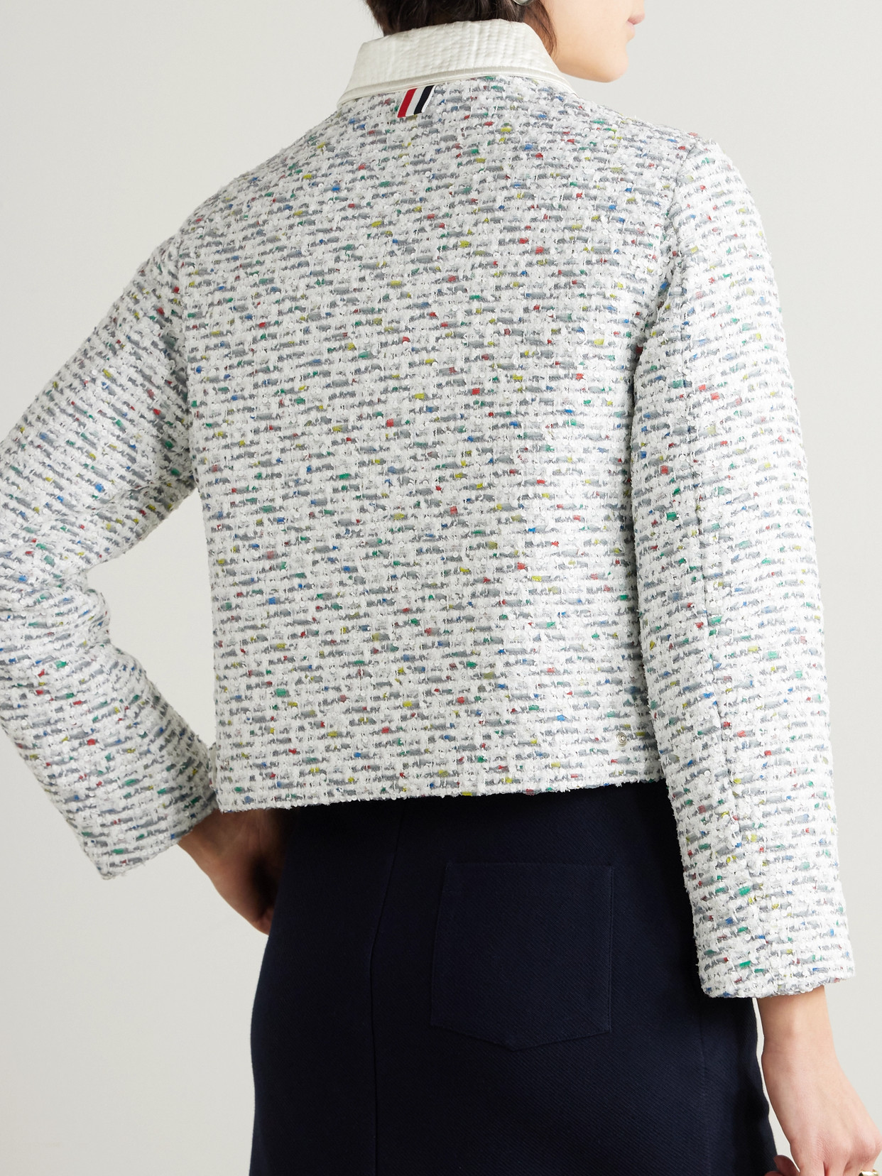 Silk-Trimmed Sequined Tweed Down Jacket