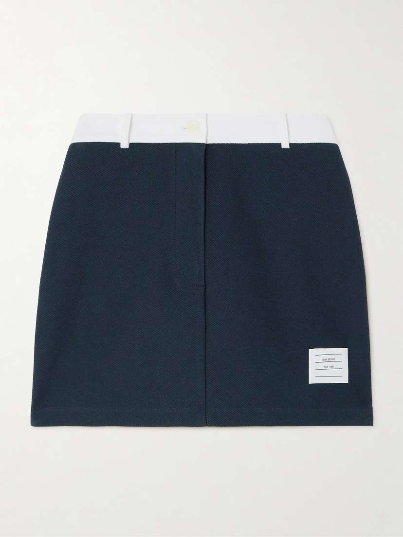 Thom Browne Appliquéd Two-tone Cotton-twill Mini Skirt