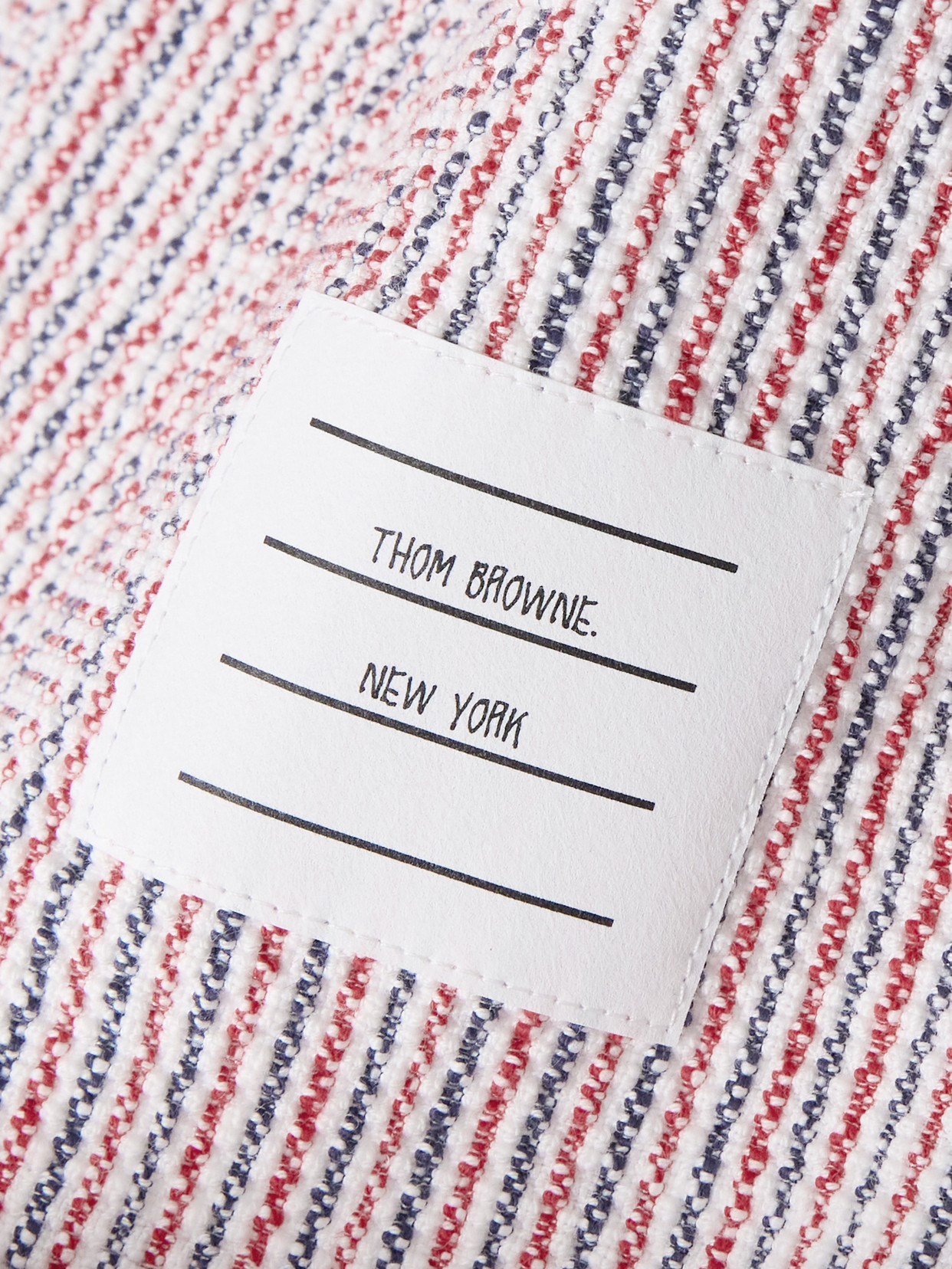 Thom Browne Striped Cotton-blend Tweed Cardigan In Pink