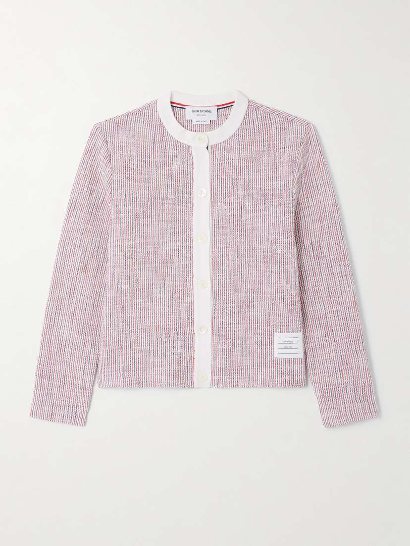 Thom Browne Striped Cotton-blend Tweed Cardigan