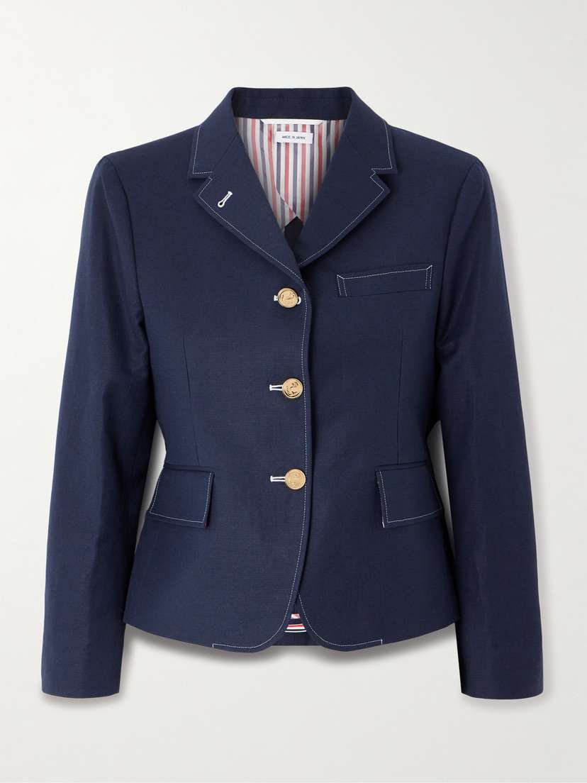 Thom Browne Cropped Cotton And Linen-blend Blazer - IT38