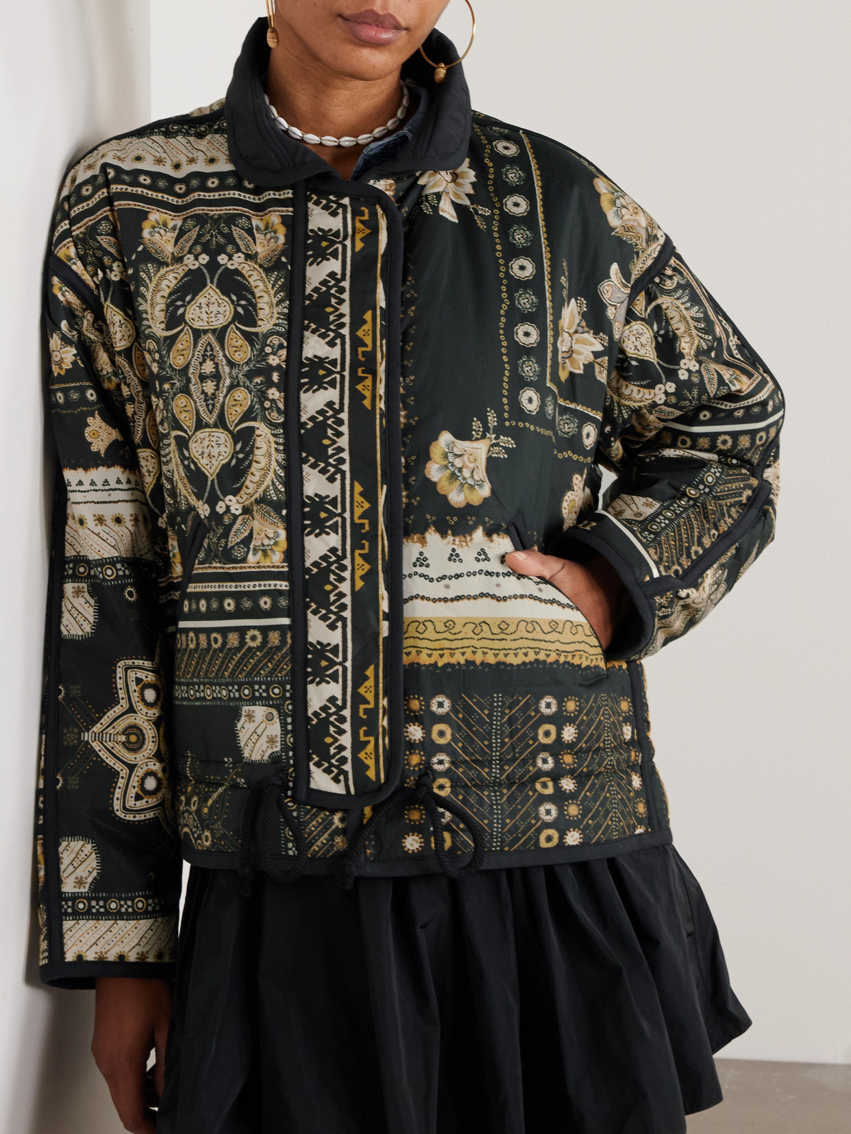 Isabel Marant Étoile Granger Printed Cotton Bomber Jacket In Black