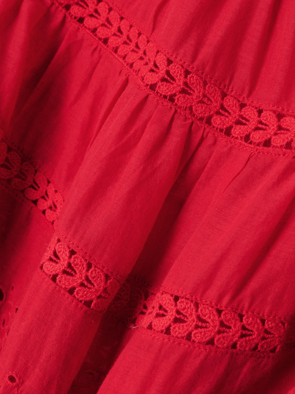 Isabel Marant Étoile Dilama Crochet-trimmed Broderie Anglaise Organic Cotton-voile Blouse In Red