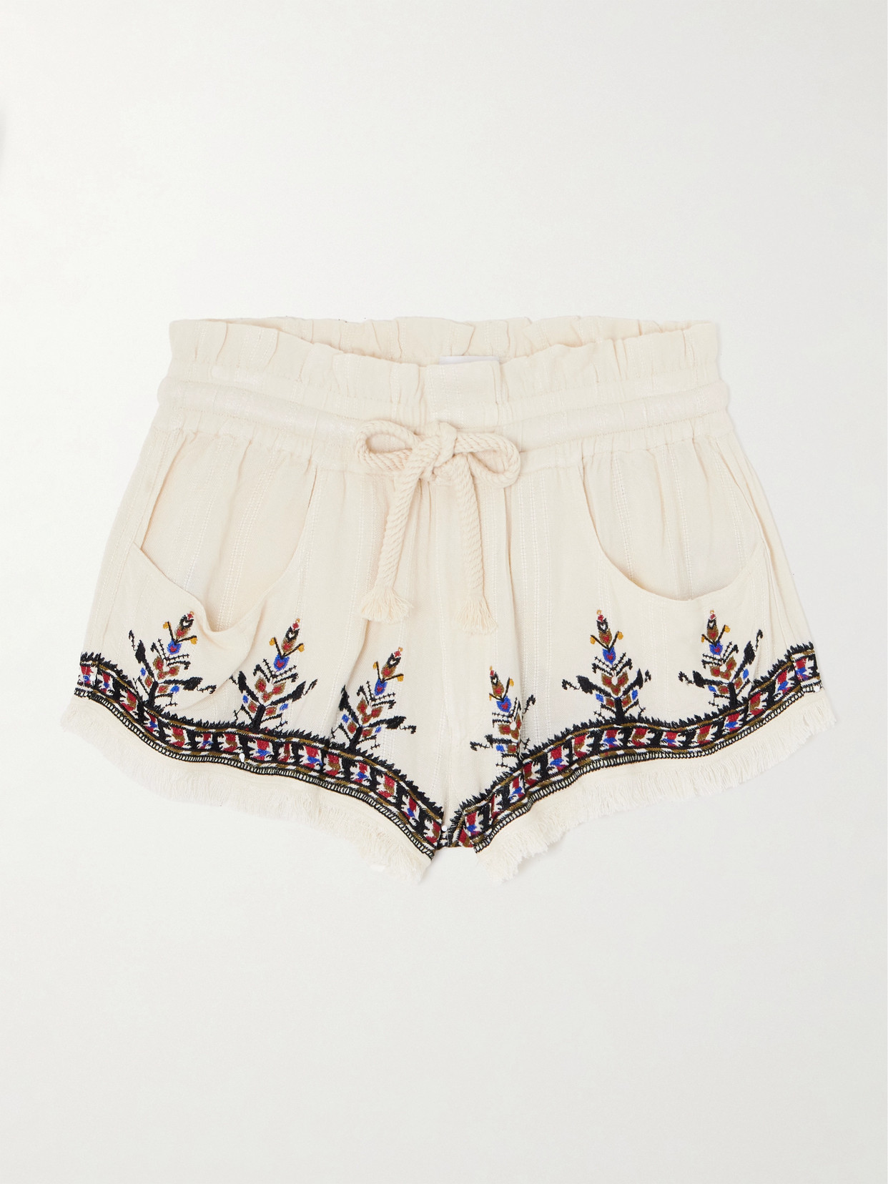 Marant Étoile - Kriss Frayed Embroidered Jacquard Shorts - Ecru