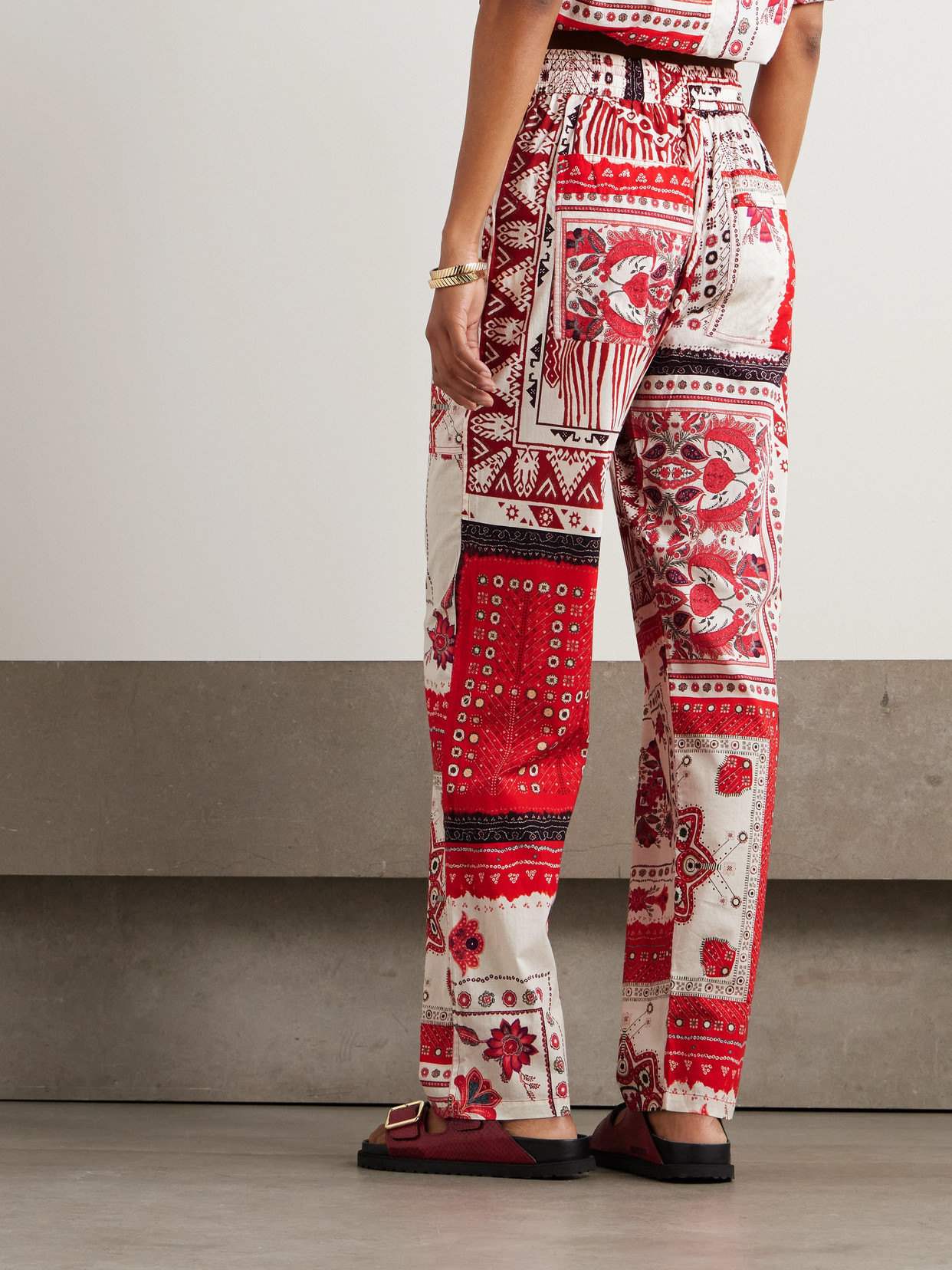 Isabel Marant Étoile Fedora Printed Cotton-voile Straight-leg Pants In Red
