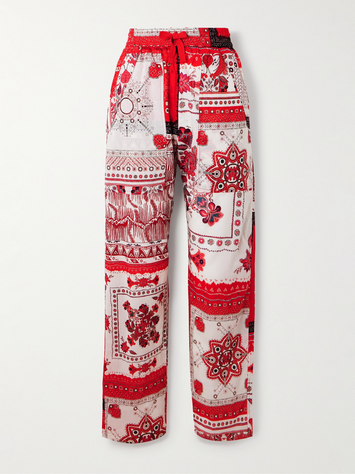 Isabel Marant Étoile Fedora Printed Cotton-voile Straight-leg Pants In Red