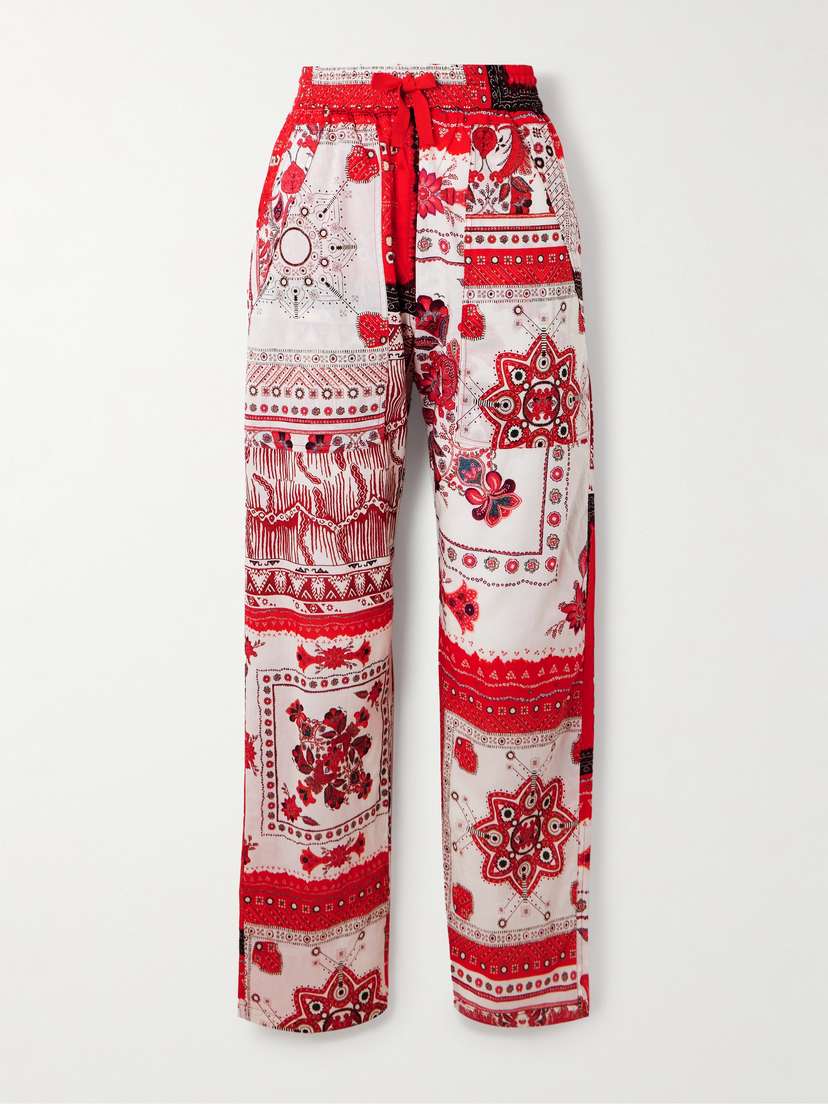 Marant Étoile Fedora Printed Cotton-voile Straight-leg Pants