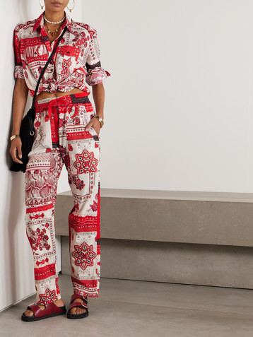 Marant Étoile Fedora printed cotton-voile straight-leg pants