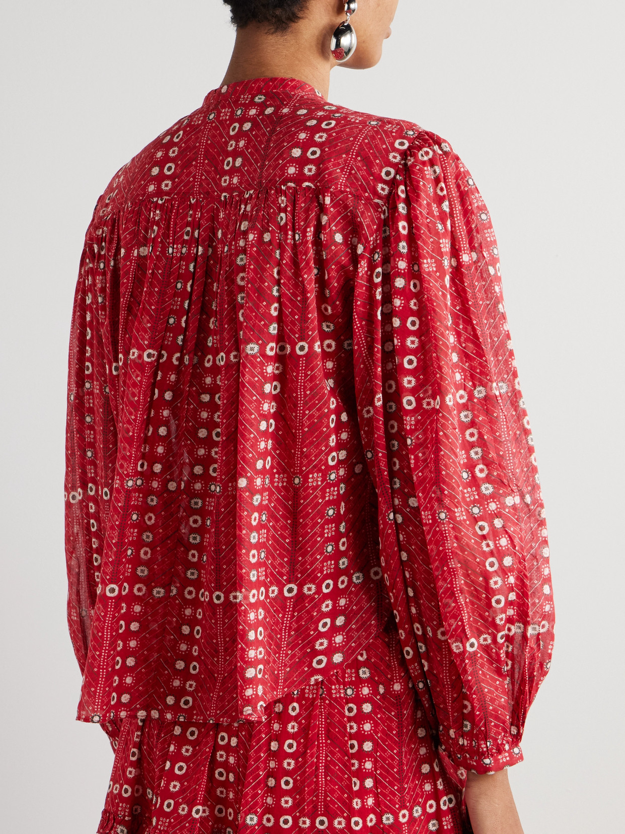 Isabel Marant Étoile Salika Printed Cotton-voile Blouse In Red