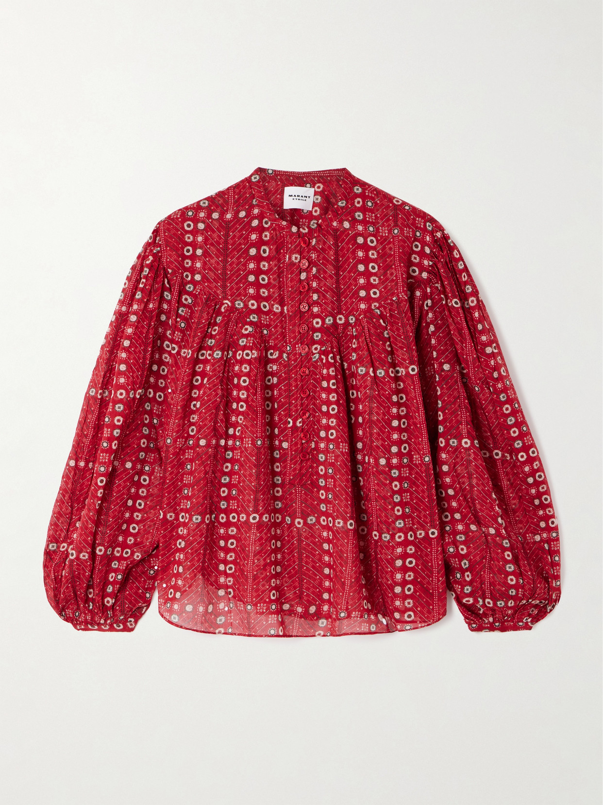 Isabel Marant Étoile Salika Printed Cotton-voile Blouse In Red