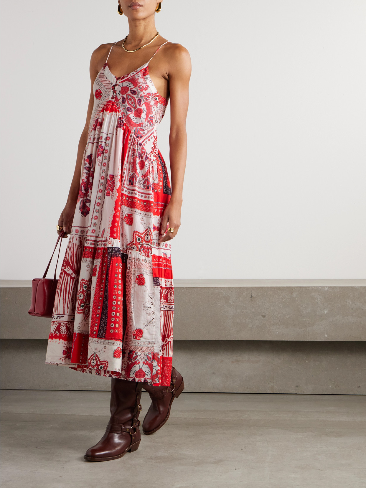 Isabel Marant Étoile Saba Printed Cotton-voile Maxi Dress In Red
