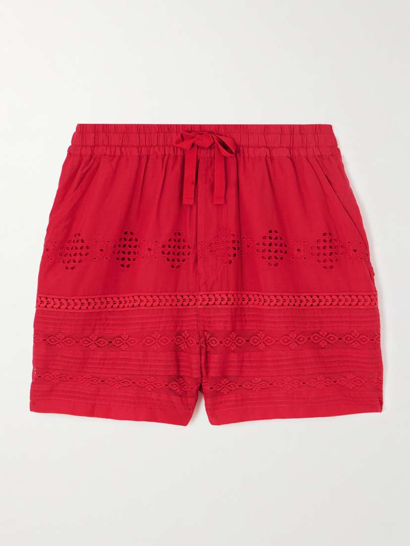 Marant Étoile Damina Crochet-trimmed Broderie Anglaise Organic Cotton-voile Shorts