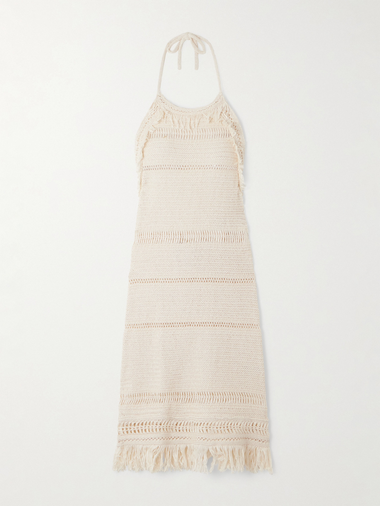 ISABEL MARANT ÉTOILE ARALIA FRINGED COTTON-MACRAMÉ MINI DRESS