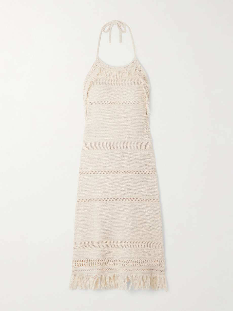 aralia fringed cotton-macramé mini dress