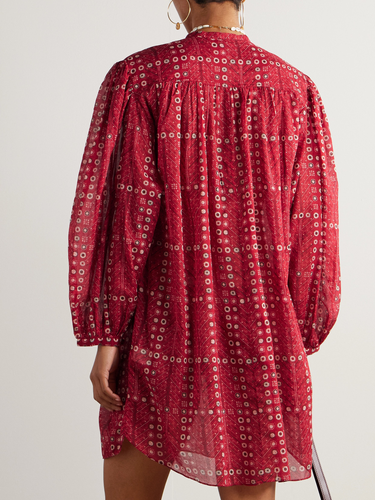 Shop Isabel Marant Étoile Melinda Printed Organic Cotton-voile Mini Dress In Red