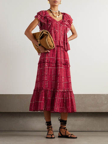 Marant Étoile Ruffled printed organic cotton-voile blouse