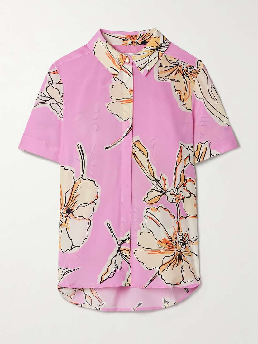 Aje Mirella Floral-print Silk Shirt